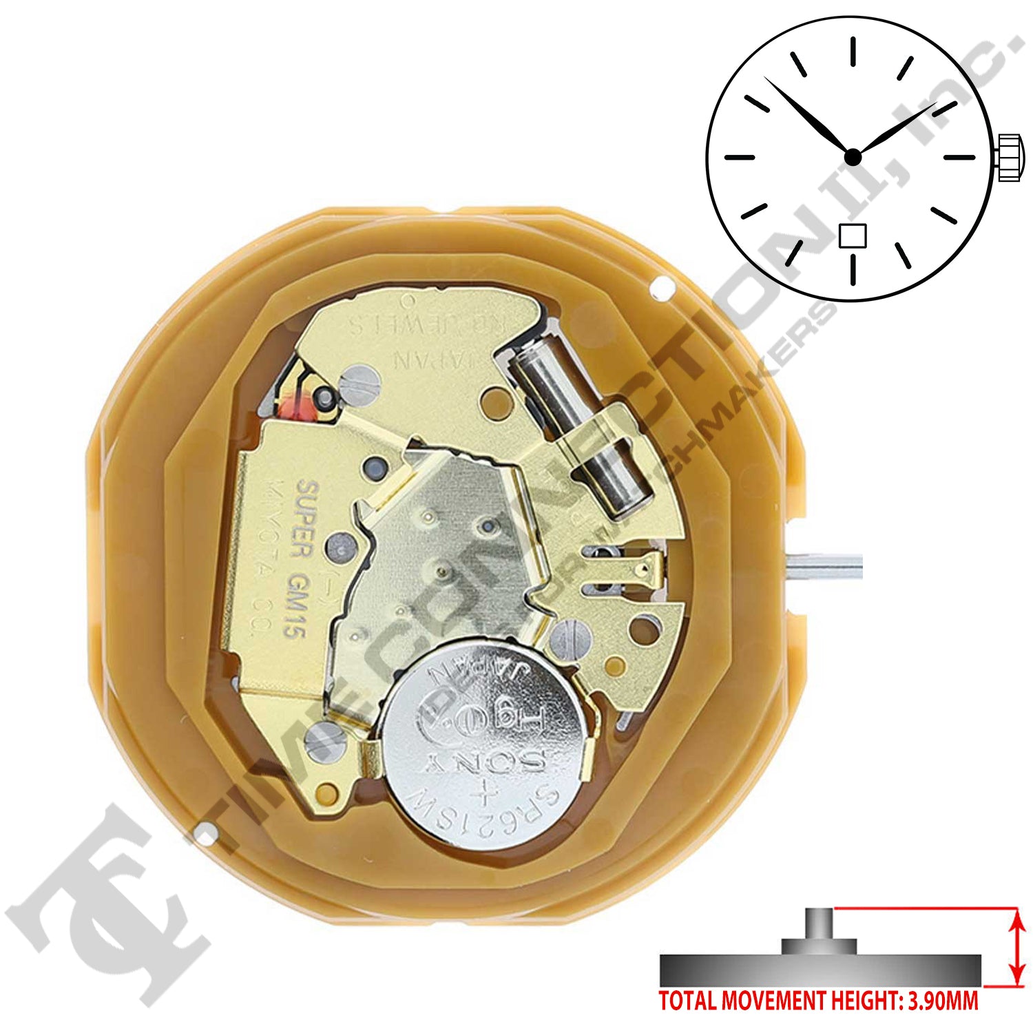 Miyota/Citizen LTD GM15-D6 Japan Quartz Movement Ht. 3.90MM