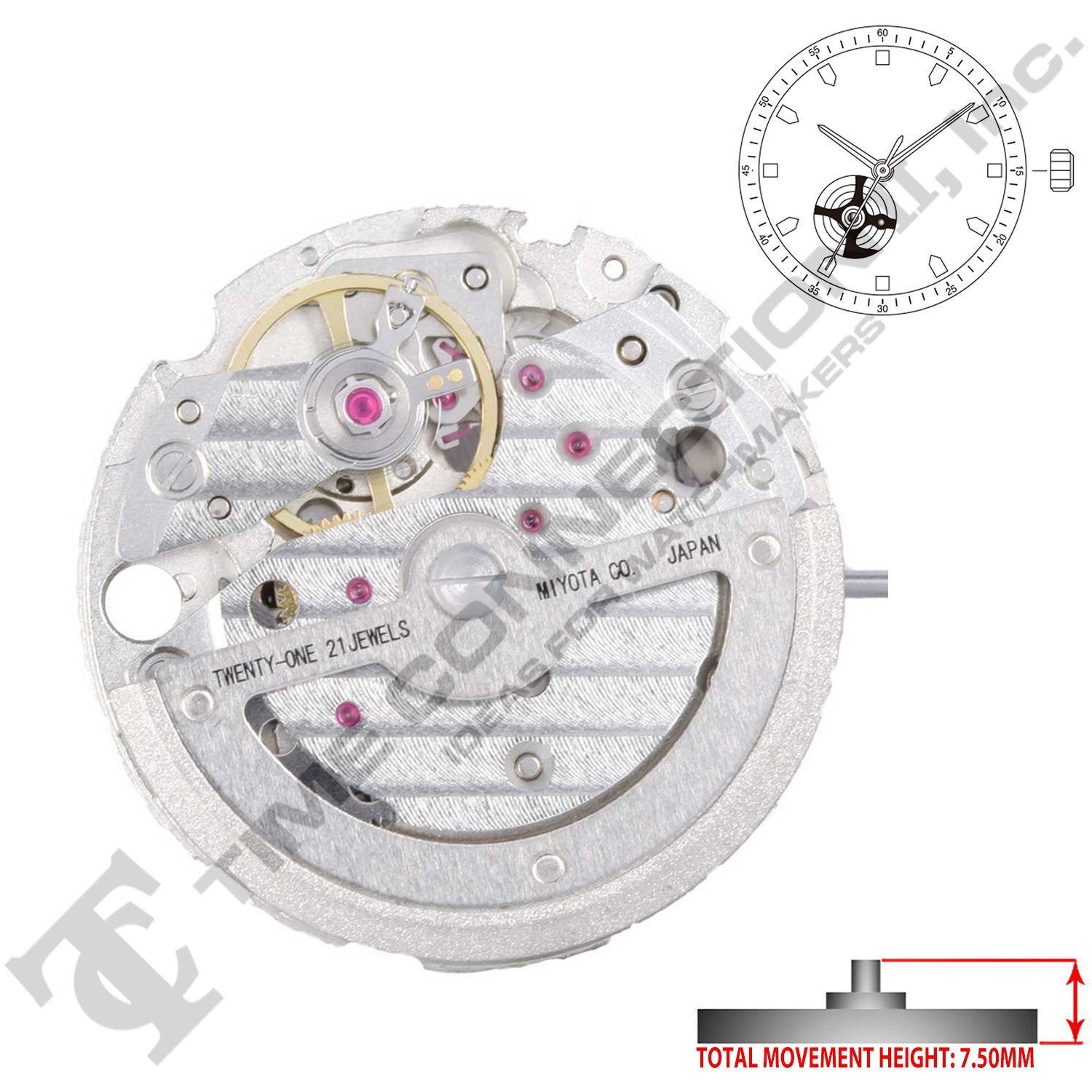 Miyota/Citizen LTD 82S0 Japan Automatic Movement Ht. 7.5MM