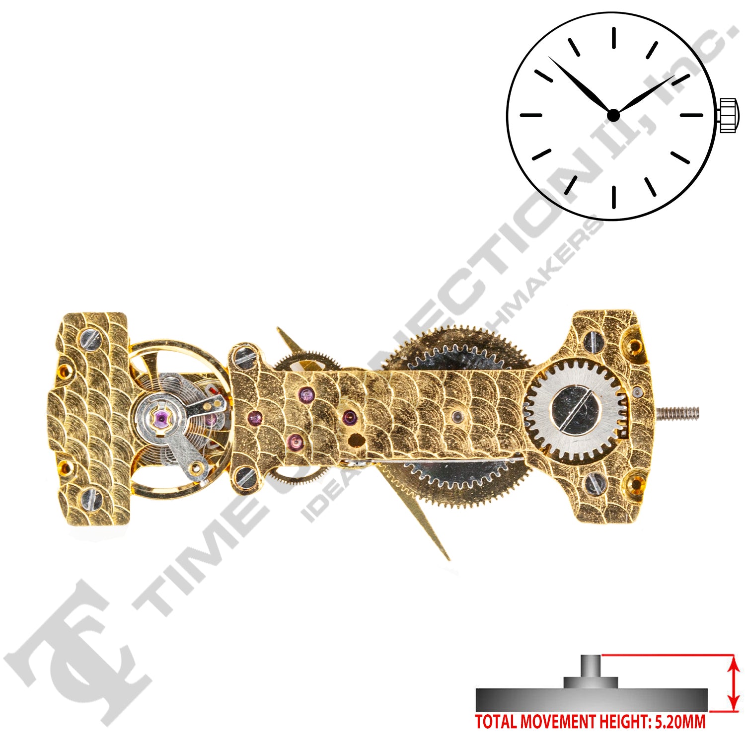 Chinese JQ005 Mechanical Movement Ht. 5.20MM (Steel or Gold Tone)