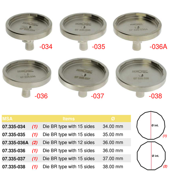 Horotec MSA 07.335 Case Back Opening Breitling Dies (Various Sizes)