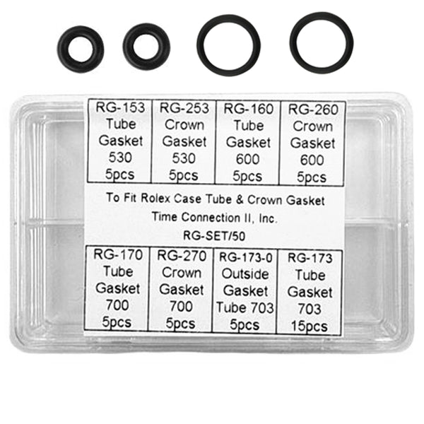 Assortment of Crown and Case Tube Gaskets for Rolex (50 Pieces)