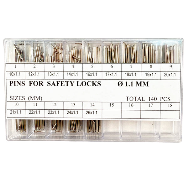 1.1mm Tri Fold Buckle Pins Set Assortment of 140 Pieces (10mm to 26mm)