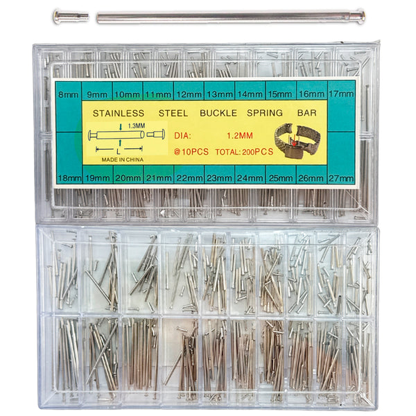 Stainless Steel 1.3MM Pins with Tubes Assortment (8mm - 27mm) Set of 200 PCs