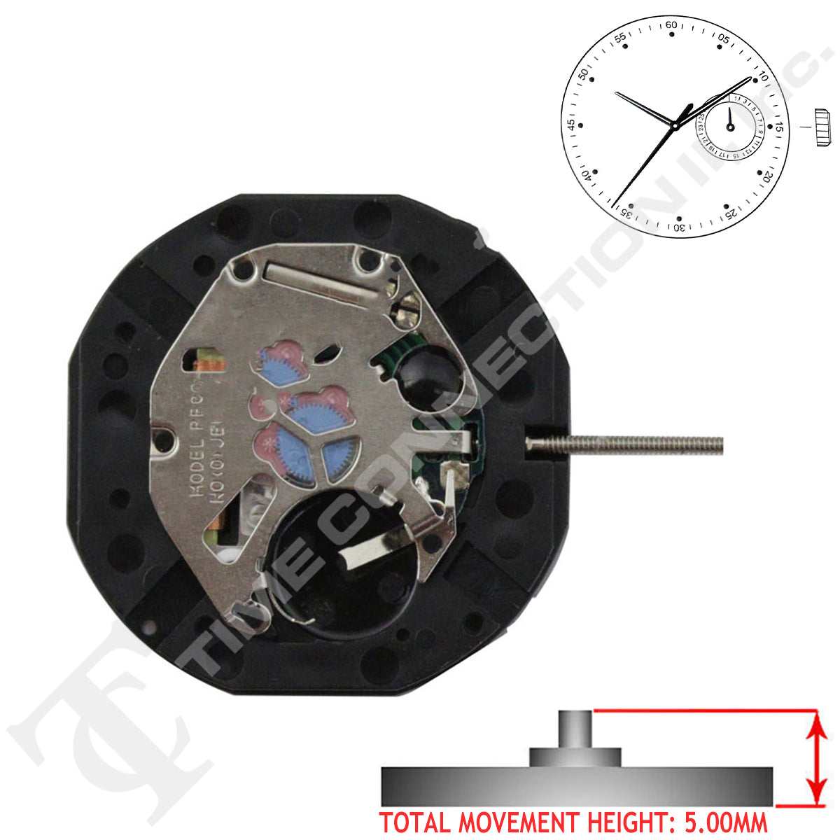 SUNON PE802-1 Chinese Quartz 3 Hands Watch Movement Ht. 5.00mm