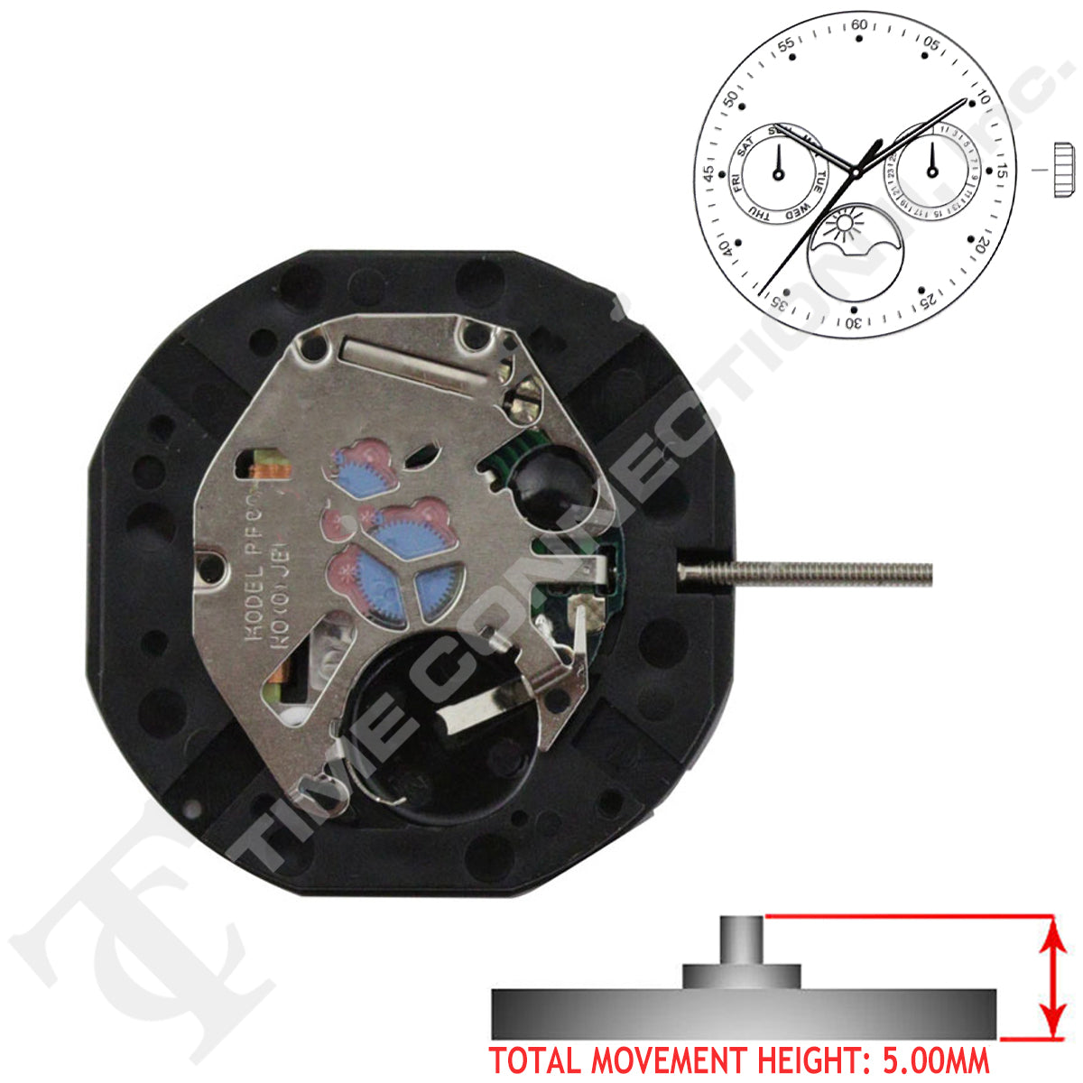 SUNON PE806-1 Chinese Quartz 3 Hands Watch Movement Ht. 5.00mm