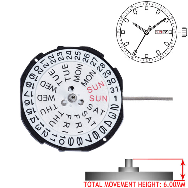 SUNON SL28DD 3 Hands Chinese Quartz Watch Movement Ht. 6.00mm