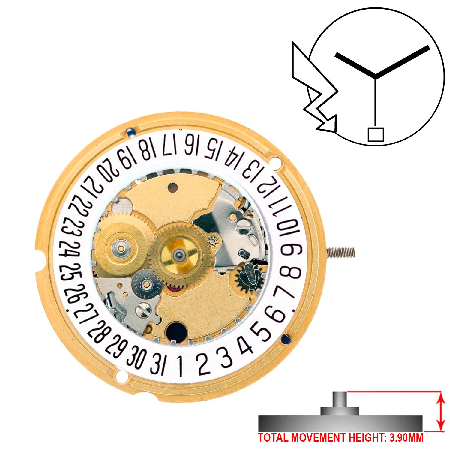 ETA 956.412 3 Hands Swiss Made Quartz Movement (Various Dates)