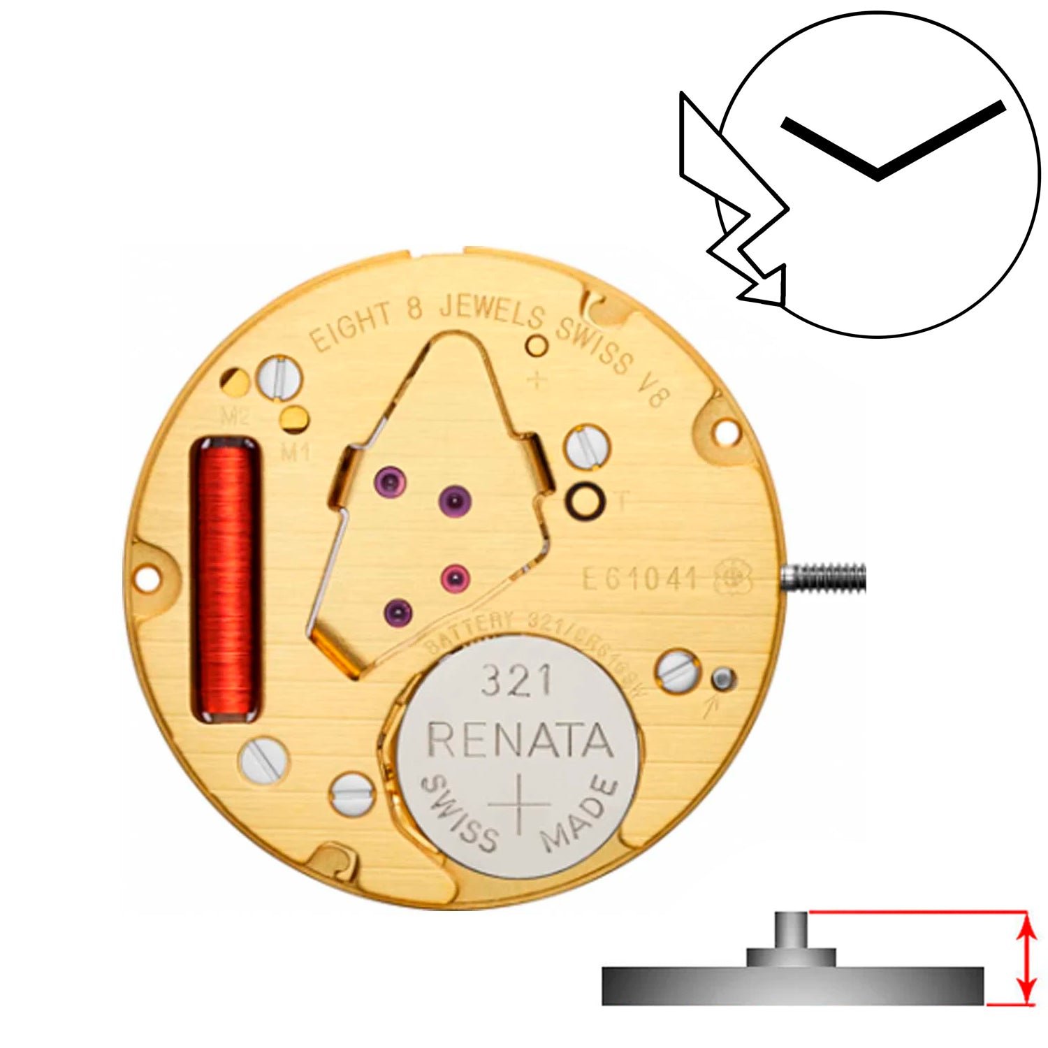 ETA E61.041 2 Hands Swiss Made Quartz Movement Ht. 2.90MM (Various Dates)