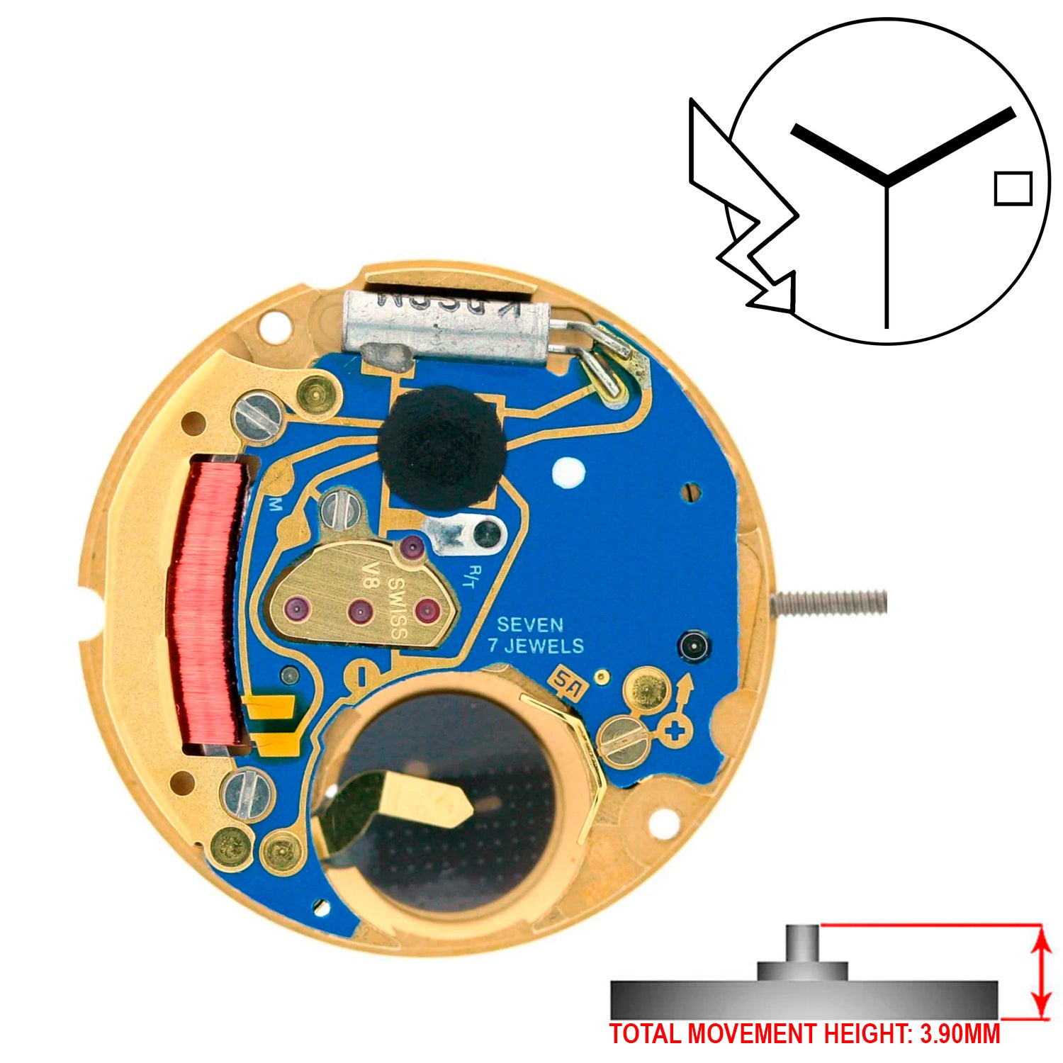 ETA 956.414 3 Hands Swiss Made Quartz Movement Ht. 3.90MM