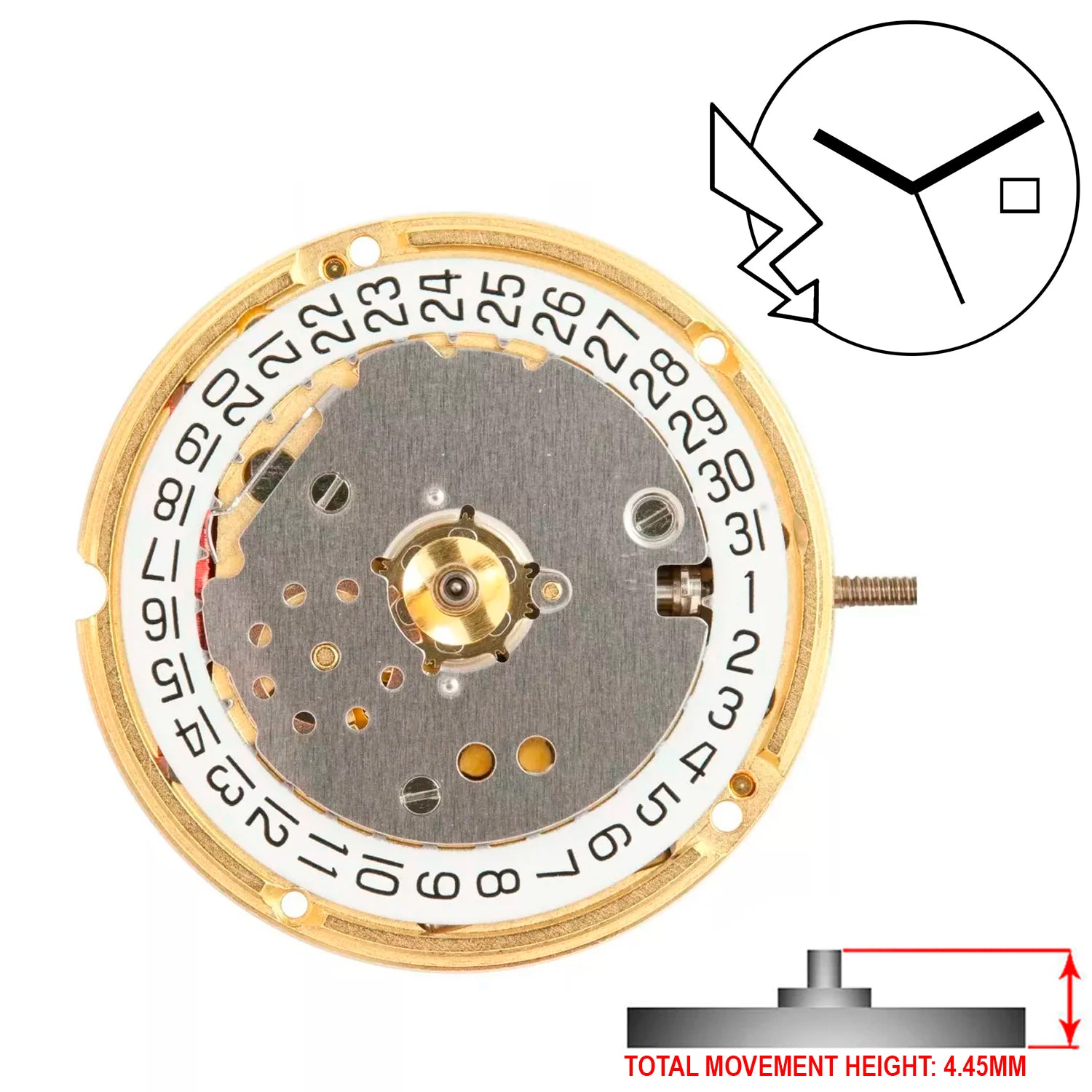 ETA F03.111 3 Hands Swiss Made Quartz Movement (Various Heights)