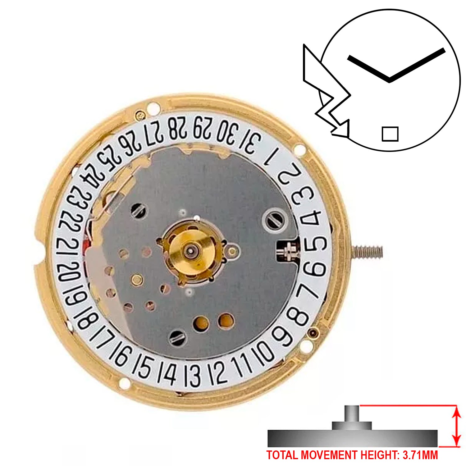 ETA F03.111 2 Hands Swiss Made Quartz Movement (Various Heights)