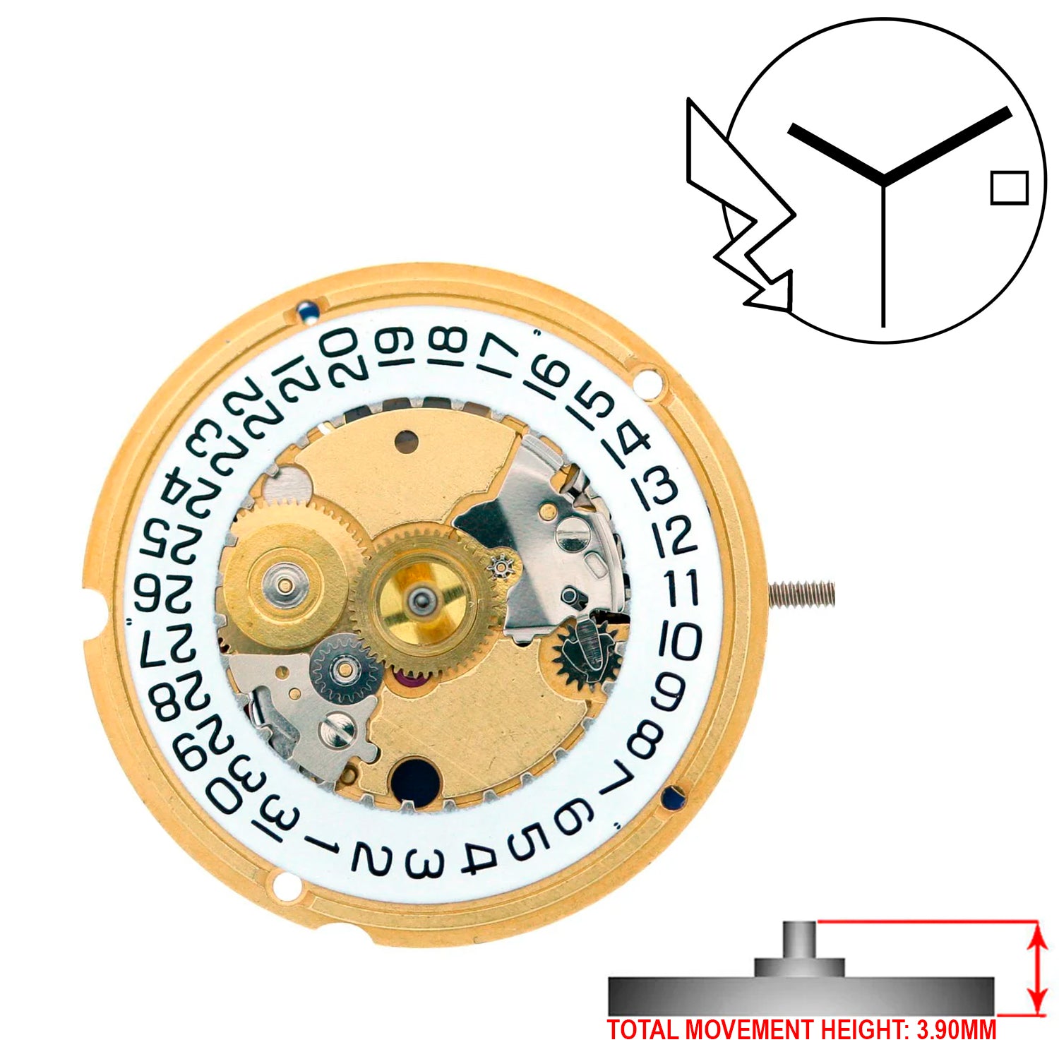 ETA 956.414 3 Hands Swiss Made Quartz Movement Ht. 3.90MM