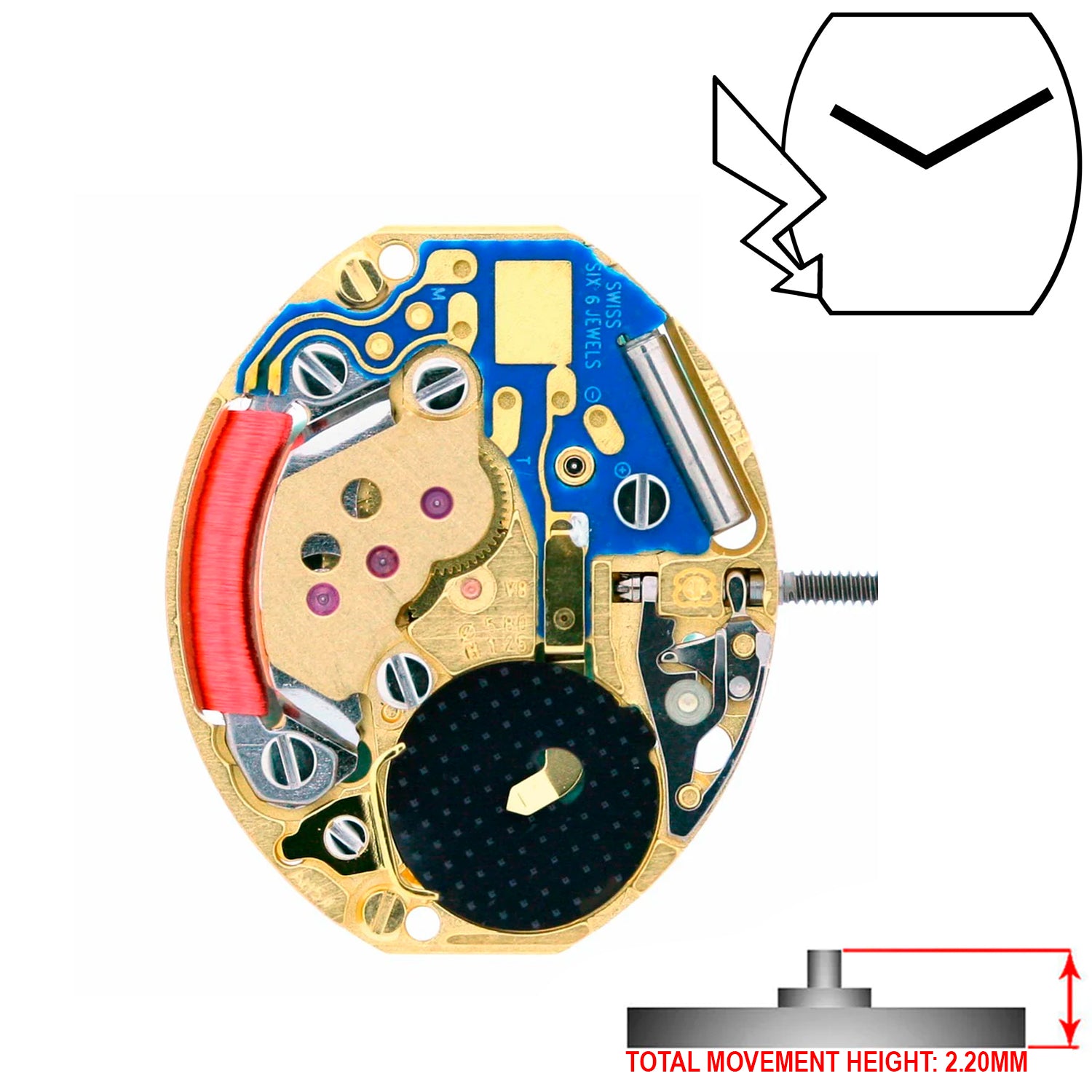 ETA E03.001 2 Hands Swiss Made Quartz Movement Ht. 2.20MM