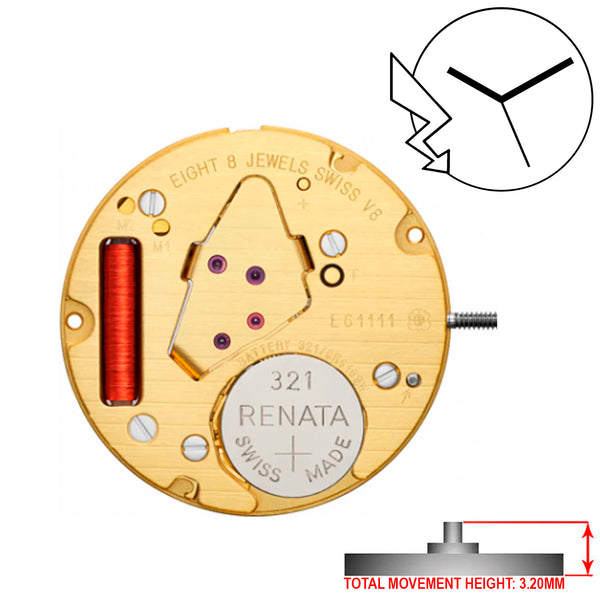 ETA E61.111 3 Hands Swiss Made Quartz Movement Ht. 3.20MM (Various Dates)