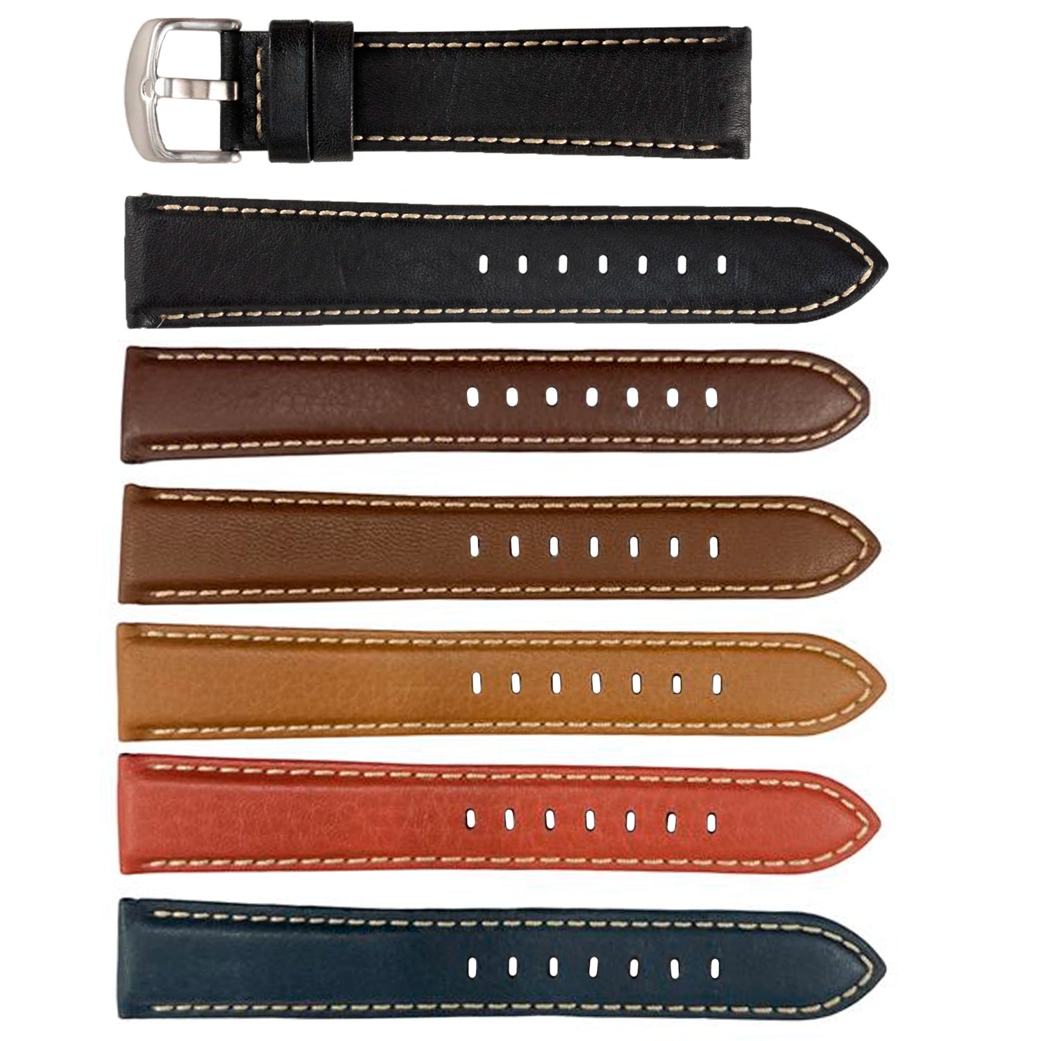 ROCHET ZRC No. 552 Bull Fine Leather Straps with Contrast Stitching (16mm~26mm)